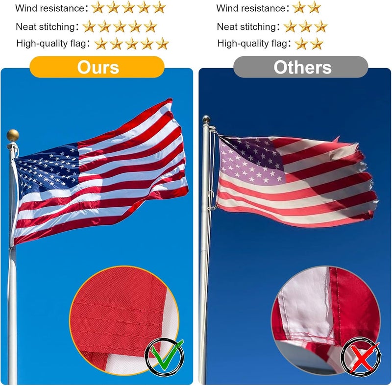 FITEAN 3x5 American Flag Outdoor Heavy Duty,3by 5 American Flag,US Flag,3' x 5' America Flag,America Flags For Outside 3x5,Embroidered USA Flags 3x 5,Long Lasting 3 by 5 Best High Wind all Weather US Flags - Image 5